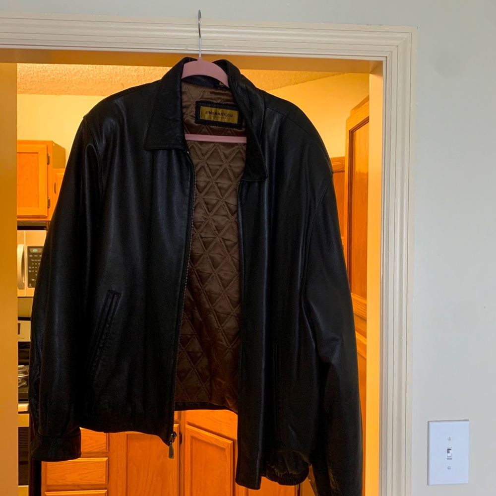 Vintage 90s leather jacket! Jim and Marylou :)